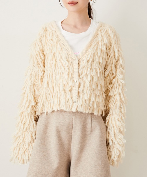 VIS（ビス）の「ループフリンジハート釦カーディガン（カーディガン/ボレロ・レディース・ターコイズブルー/キナリ・FREE）」の12枚目の写真
