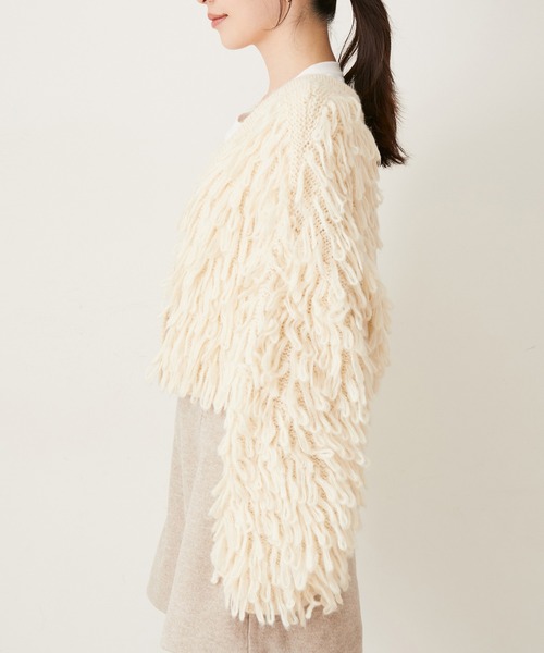 VIS（ビス）の「ループフリンジハート釦カーディガン（カーディガン/ボレロ・レディース・ターコイズブルー/キナリ・FREE）」の5枚目の写真