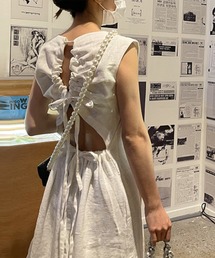 PRIVATE BEACH | バックオープンリボンノースリーブワンピース(ワンピース)