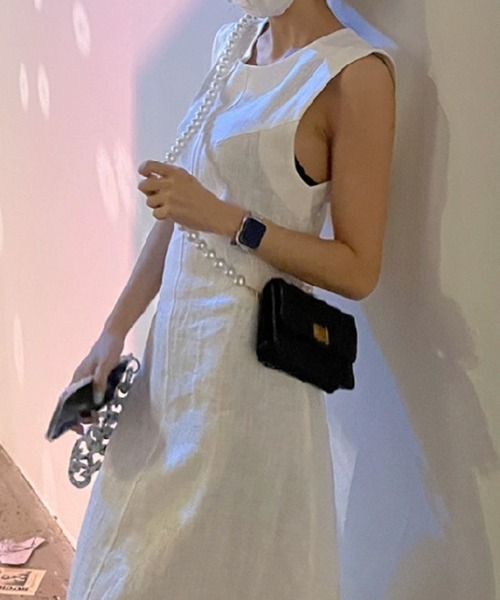 PRIVATE  BEACH（プライベートビーチ）の「バックオープンリボンノースリーブワンピース（ワンピース・レディース・ブラック/ホワイト/ライトブルー・FREE）」の12枚目の写真