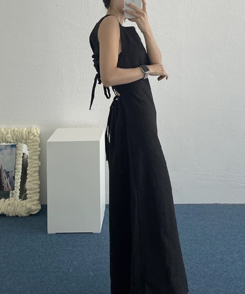 PRIVATE  BEACH（プライベートビーチ）の「バックオープンリボンノースリーブワンピース（ワンピース・レディース・ブラック/ホワイト/ライトブルー・FREE）」の9枚目の写真