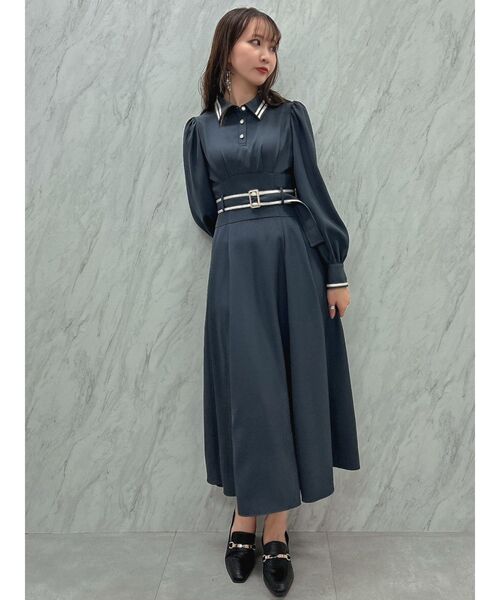 dazzlin（ダズリン）の「バイカラーラインシャツワンピース（ワンピース・レディース・ネイビー/アイボリー/ブラウン・SMALL/MEDIUM）」の15枚目の写真