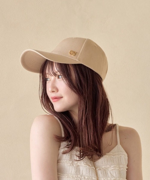 mellowneon(メロウネオン)の「ロゴポイントキャップ(キャップ・レディース・チャコールグレー/ベージュ/アイボリー/ブラック・FREE)」の4枚目の写真