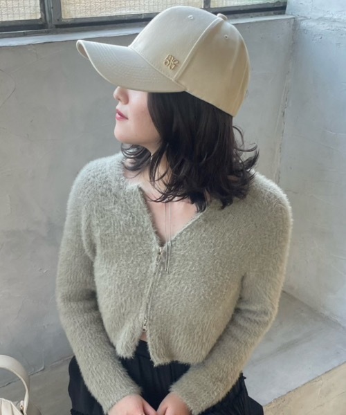 mellowneon(メロウネオン)の「ロゴポイントキャップ(キャップ・レディース・チャコールグレー/ベージュ/アイボリー/ブラック・FREE)」の5枚目の写真