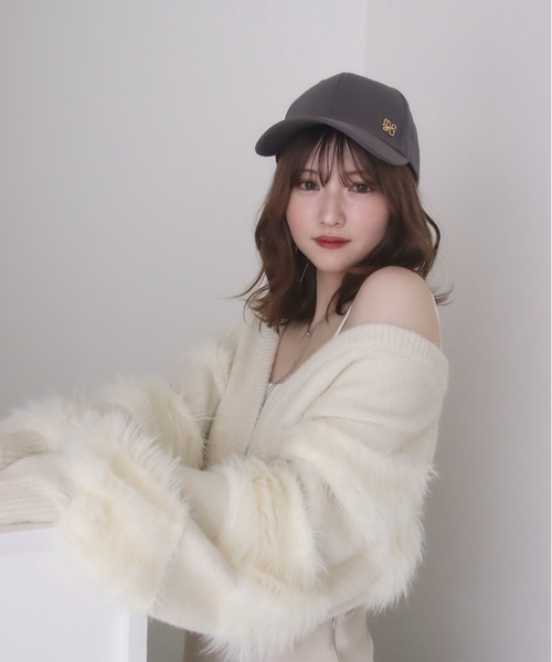 mellowneon(メロウネオン)の「ロゴポイントキャップ(キャップ・レディース・チャコールグレー/ベージュ/アイボリー/ブラック・FREE)」の8枚目の写真