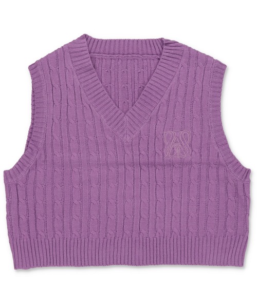 SPINNS（スピンズ）の「ショート丈ケーブルニットベスト（ベスト・レディース・ダークブルー/グレー/ネイビー/ダークパープル/アイボリー・ONESIZE）」の5枚目の写真
