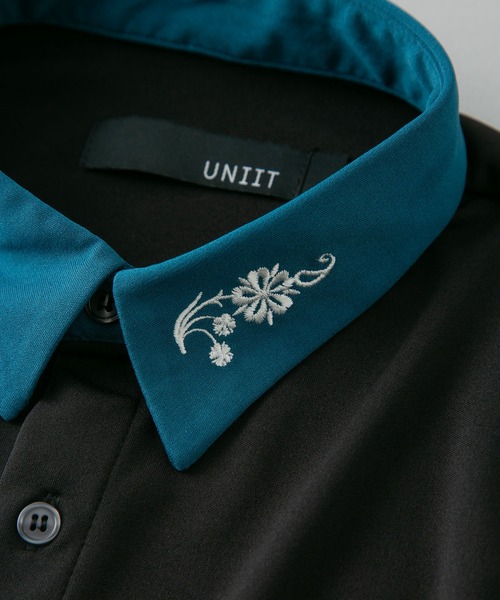 UNIIT（ユニット）の「【UNIIT/ユニット】衿配色　襟刺繍　ドルマンスリーブシャツ　ビッグシルエット　韓国モード　フラワー刺繍（シャツ/ブラウス・メンズ・ホワイト/ブラック/グレー・MEDIUM/LARGE）」の7枚目の写真