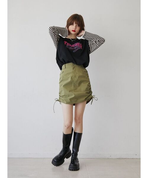 THRASHER(スラッシャー)の「【別注】THRASHER ボーダースリーブロンT(Tシャツ/カットソー・レディース・ブラック/レッド/グリーン・MEDIUM)」の7枚目の写真