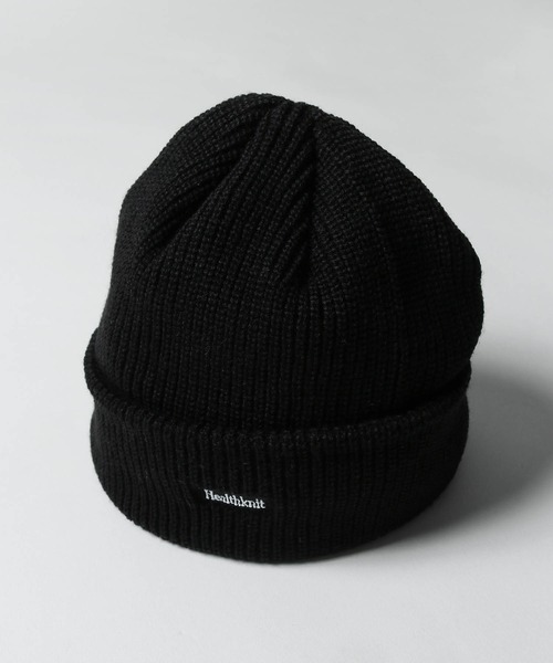 Healthknit（ヘルスニット）の「【Healthknit】 ロゴワンポイント ニットビーニー（ニットキャップ/ビーニー・レディース・ブラック/イエロー/チャコール/ネイビー/オレンジ・FREE）」の6枚目の写真