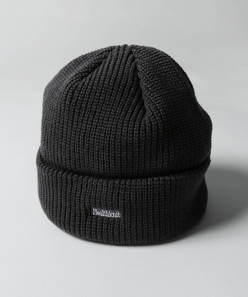 Healthknit（ヘルスニット）の「【Healthknit】 ロゴワンポイント ニットビーニー（ニットキャップ/ビーニー・レディース・ブラック/イエロー/チャコール/ネイビー/オレンジ・FREE）」の7枚目の写真