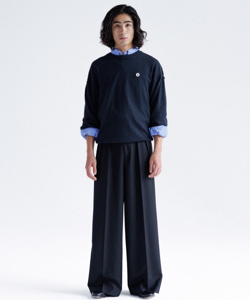 SINSS センタープレス２タックワイドストレートスラックス Center press two tuck wide straight slacks / センタープレス