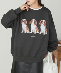 DOGプリント 裏起毛スウェットオーバープルオーバー