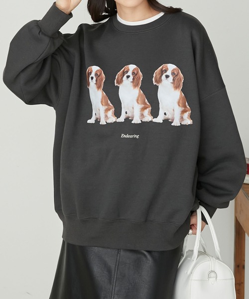 BONLECILL(ボンルシール)の「DOGプリント 裏起毛スウェットオーバープルオーバー(スウェット・レディース・アイボリー/グレー/チャコールグレー/ブルー・FREE)」の17枚目の写真