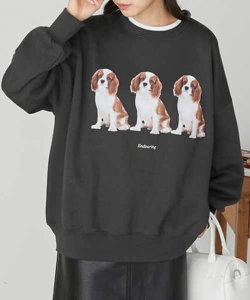 BONLECILL(ボンルシール)の「DOGプリント 裏起毛スウェットオーバープルオーバー(スウェット・レディース・アイボリー/グレー/チャコールグレー/ブルー・FREE)」の20枚目の写真