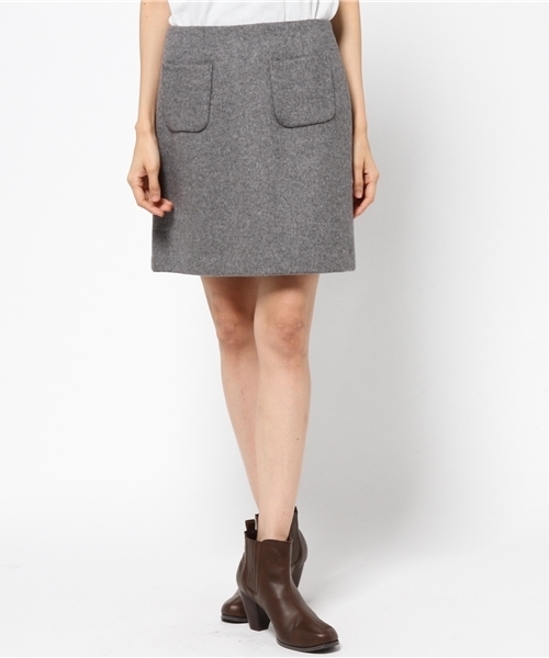 NATURAL BEAUTY BASIC（ナチュラルビューティーベーシック）の「【andGIRL 12月号掲載】【JJ 11月号掲載】ビーバーメルトンスカート（スカート・レディース・ネイビー/ピンク/グレー/カーキ・SMALL/MEDIUM）」の2枚目の写真