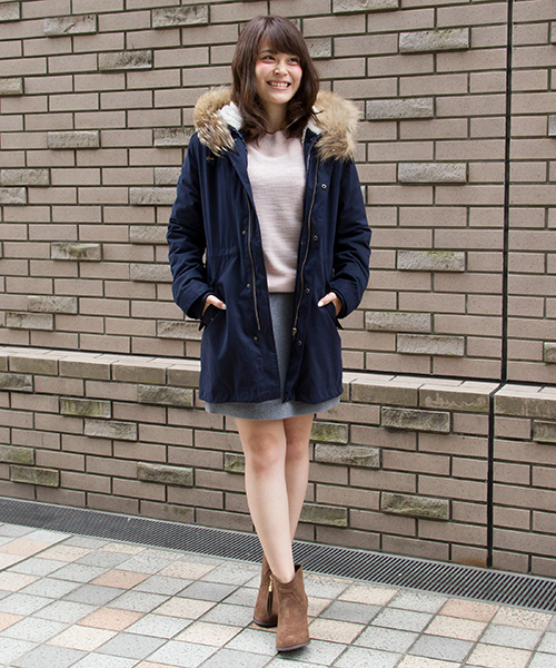 NATURAL BEAUTY BASIC（ナチュラルビューティーベーシック）の「【andGIRL 12月号掲載】【JJ 11月号掲載】ビーバーメルトンスカート（スカート・レディース・ネイビー/ピンク/グレー/カーキ・SMALL/MEDIUM）」の16枚目の写真