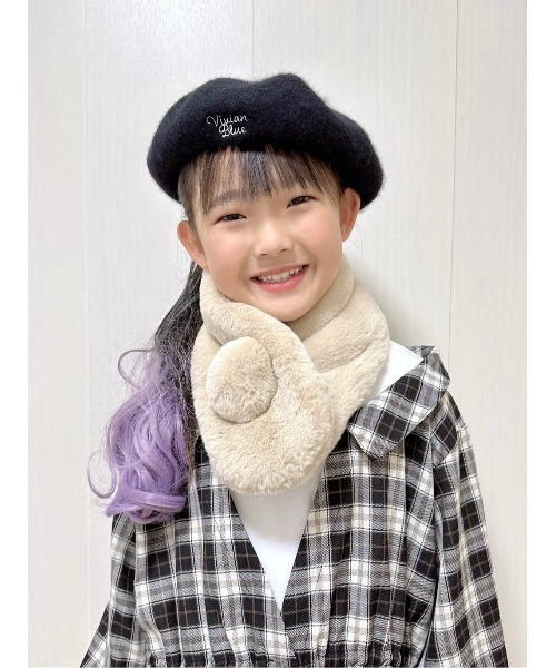 Right-on（ライトオン）の「フェイクファーティペット（マフラー・キッズ・パープル/サックスブルー/ベージュ・ONE SIZE）」の12枚目の写真