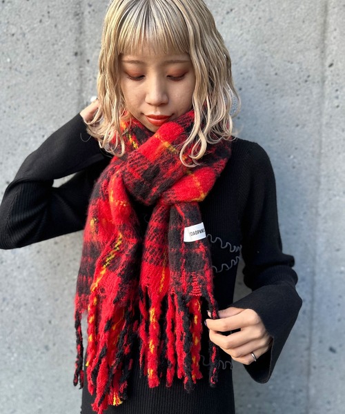 セール】フリンジビックチェックマフラー（マフラー