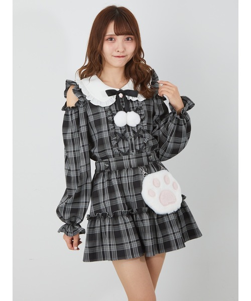 Ank Rouge ふわふわにくきゅうスカパン 片開きスピンドルブラウス Ank Rouge ふわふわにくきゅうスカパン 片開きスピンドル