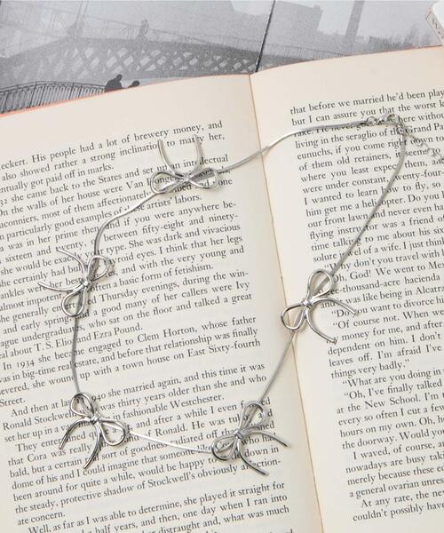 WEGO(ウィゴー)の「WEGO/メタルリボンチェーンネックレス(ネックレス・レディース・シルバー/ピンク・FREE)」の6枚目の写真