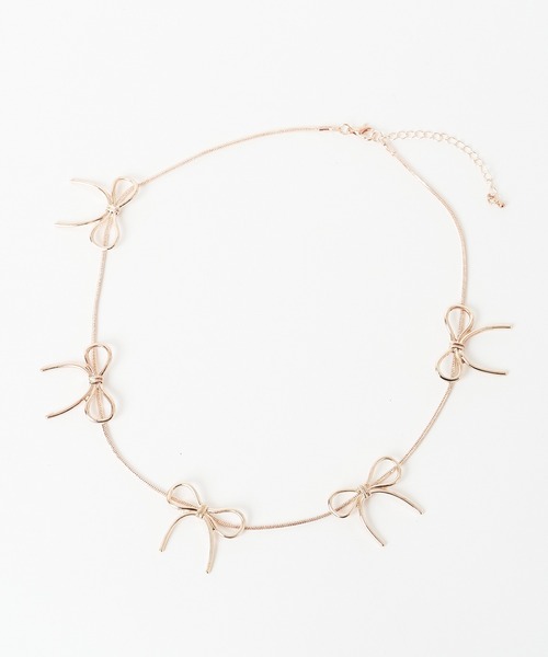 WEGO(ウィゴー)の「WEGO/メタルリボンチェーンネックレス(ネックレス・レディース・シルバー/ピンク・FREE)」の7枚目の写真