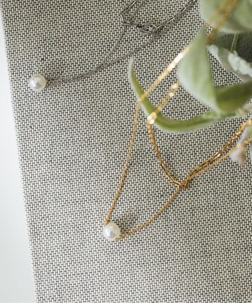 Kana（カナ）の「一粒パール 2連 チェーン ネックレス パーティー 結婚式 お呼ばれ オケージョン（ネックレス・レディース・シルバー/ゴールド・フリー）」の3枚目の写真