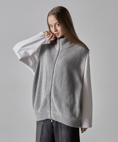 CLEL】Loose low gauge driver's knit vest/ルーズローゲージ