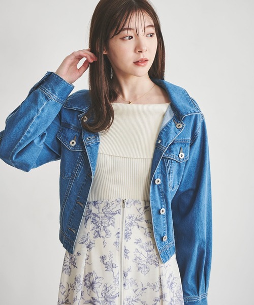 【31 Sons de mode】リボン付きクリームデニムジャケット 31 Sons de mode】リボン付きクリームデニムジャケット