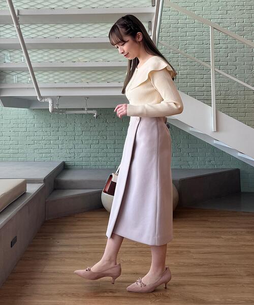 couture brooch(クチュールブローチ)の「◆【2024春新作】【前後2WAY】ビッグカラーニット(ニット/セーター・レディース・オフホワイト/ブラック/サンドベージュ/パープル・38/42)」の6枚目の写真