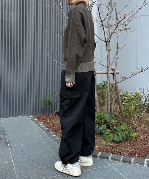 flaner（フラネ）の「Seed stitch knit / 鹿の子編みニット（ニット/セーター・レディース・ブラック/ブラウン/グレー・LARGE/MEDIUM）」の4枚目の写真