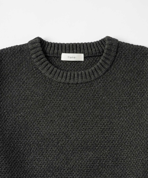 flaner（フラネ）の「Seed stitch knit / 鹿の子編みニット（ニット/セーター・レディース・ブラック/ブラウン/グレー・LARGE/MEDIUM）」の15枚目の写真