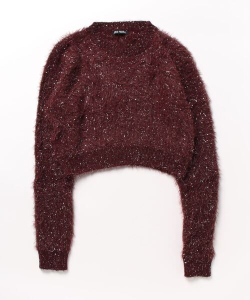 SpRay（スプレイ）の「スパークラメクロップドニット（ニット/セーター・レディース・ボルドー/ブラウン/アイボリー/ブラック/ライトベージュ・FREE）」の11枚目の写真