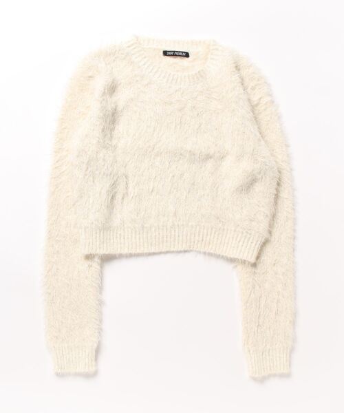 SpRay（スプレイ）の「スパークラメクロップドニット（ニット/セーター・レディース・ボルドー/ブラウン/アイボリー/ブラック/ライトベージュ・FREE）」の12枚目の写真