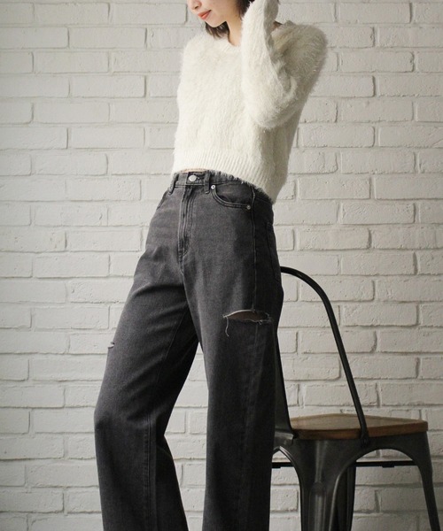 SpRay（スプレイ）の「スパークラメクロップドニット（ニット/セーター・レディース・ボルドー/ブラウン/アイボリー/ブラック/ライトベージュ・FREE）」の17枚目の写真