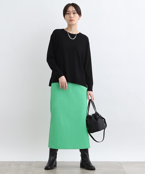 INDIVI(インディヴィ)の「◆【日本製/ウール混/洗える】オーバーサイズニット(ニット/セーター・レディース・ライトベージュ/ブラック/グレー系4/ダークグリーン/ブルー/レッド系1・38/05/34/13/15 )」の8枚目の写真