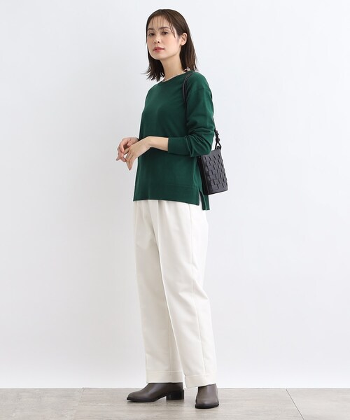 INDIVI(インディヴィ)の「◆【日本製/ウール混/洗える】オーバーサイズニット(ニット/セーター・レディース・ライトベージュ/ブラック/グレー系4/ダークグリーン/ブルー/レッド系1・38/05/34/13/15 )」の10枚目の写真