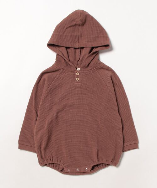 【セール】/Quincy Mae/WAFFLE HOODED BUBBLE ROMPER | PECAN（その他ベビー用品）｜Quincy Mae（クインシーメイ）