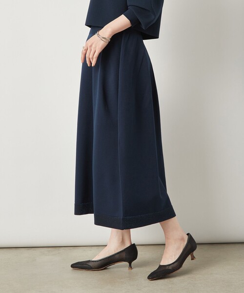 NOLLEY’S Sophi（ノーリーズソフィ）の「《手洗い可能》《セットアップ対応》ポリ100裾ラメふんわりスカート（スカート・レディース・サックスブルー/ホワイト/ネイビー・FREE）」の2枚目の写真