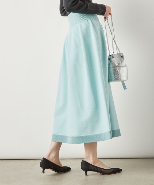 NOLLEY’S Sophi（ノーリーズソフィ）の「《手洗い可能》《セットアップ対応》ポリ100裾ラメふんわりスカート（スカート・レディース・サックスブルー/ホワイト/ネイビー・FREE）」の3枚目の写真