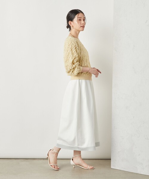 NOLLEY’S Sophi（ノーリーズソフィ）の「《手洗い可能》《セットアップ対応》ポリ100裾ラメふんわりスカート（スカート・レディース・サックスブルー/ホワイト/ネイビー・FREE）」の4枚目の写真