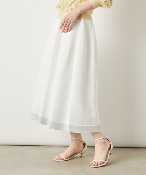 NOLLEY’S Sophi（ノーリーズソフィ）の「《手洗い可能》《セットアップ対応》ポリ100裾ラメふんわりスカート（スカート・レディース・サックスブルー/ホワイト/ネイビー・FREE）」の8枚目の写真