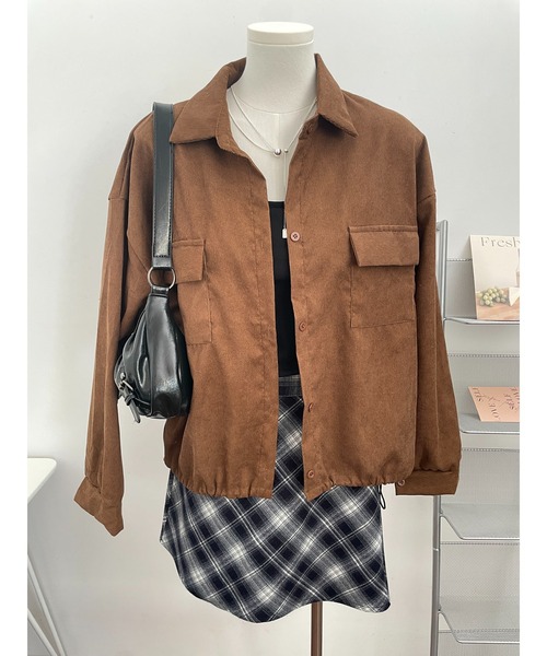 MAISON DE THERESE(メゾン ド テレーズ)の「コーデュロイシャツ長袖ジャケット(シャツ/ブラウス・レディース・ブラウン/グレー/ブラック・M)」の3枚目の写真