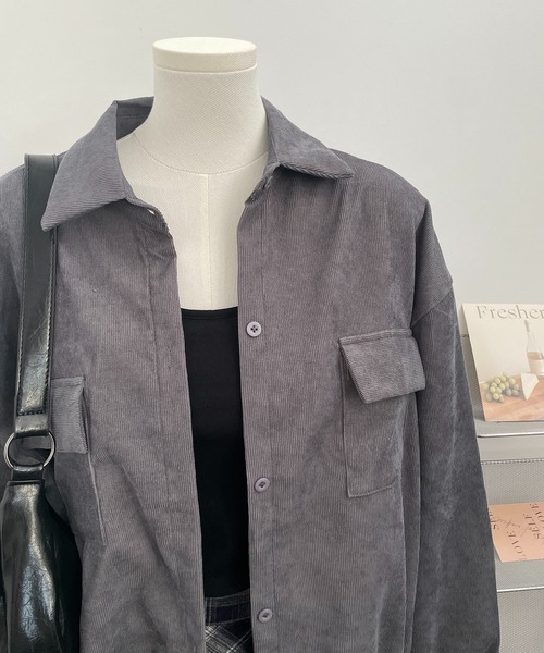 MAISON DE THERESE(メゾン ド テレーズ)の「コーデュロイシャツ長袖ジャケット(シャツ/ブラウス・レディース・ブラウン/グレー/ブラック・M)」の6枚目の写真