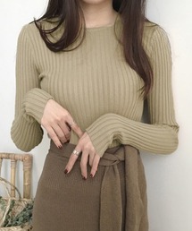 リブニットトップス レディース 大人秋服