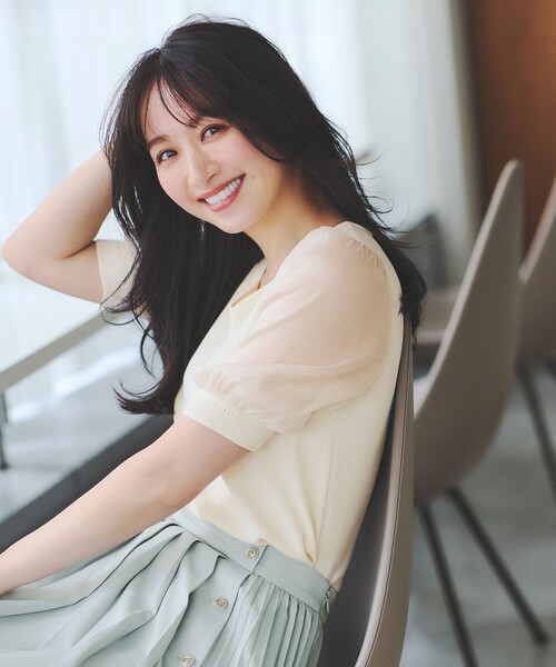 【セール】【洗える】ハートネックファブリックコンビ ニット（ニット/セーター）｜any SiS（エニィスィス）