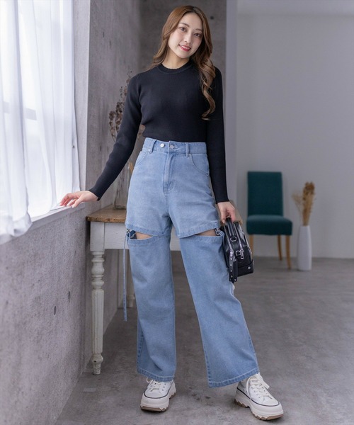 clear（クリア）の「キャンバス地ハイカットスニーカー≪2024AW≫（スニーカー・レディース・ブラック/オフホワイト・L/M）」の5枚目の写真