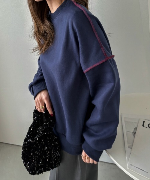 AMELY(エミリー)の「裏起毛スウェットプルオーバー(スウェット・レディース・グレー/ブラック/ホワイト/ネイビー・フリー)」の1枚目の写真
