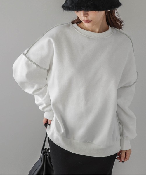 AMELY(エミリー)の「裏起毛スウェットプルオーバー(スウェット・レディース・グレー/ブラック/ホワイト/ネイビー・フリー)」の7枚目の写真