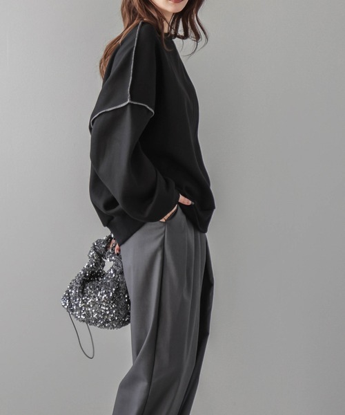 AMELY(エミリー)の「裏起毛スウェットプルオーバー(スウェット・レディース・グレー/ブラック/ホワイト/ネイビー・フリー)」の13枚目の写真