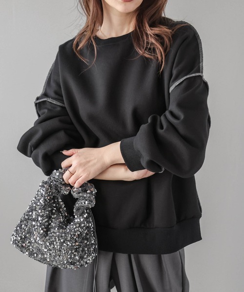 AMELY(エミリー)の「裏起毛スウェットプルオーバー(スウェット・レディース・グレー/ブラック/ホワイト/ネイビー・フリー)」の14枚目の写真
